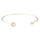 Delicate Cuff Bangle with Clover Charms - Available in Goldtone and Silvertone
