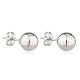 Real 14k White Gold Ball Earring Studs with 14k Push Backs -2mm to 10mm Available
