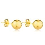 Real 14k Yellow Gold Classic Ball Earring Studs with 14k Push Backs -2mm to 10mm Available
