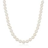 Ladies Real 925 Sterling Silver 12mm White Rice Simulated Pearl Beaded 18 Inch Necklace with Matching Stretch Bracelet Jewelry Set
