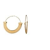 Goldtone Mesh Armor Pattern Extra Large 3.15 Inch Hoop Earrings