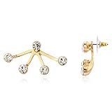 Goldtone 4 Clear Stones Ear Jacket Stud Earrings