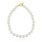 Goldtone Simulated Pearl Beaded 15 Inch Toggle Necklace