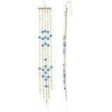 Tassel Links and Beads Dangle Earrings - Available in Black, White & Turquoise