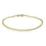 10k 7 Inch Tennis Bracelet with White Topaz Stones - Available in Yellow Gold and White Gold
