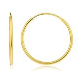 14k Gold 1mm Endless Hoop Earrings - Available in Various Sizes