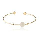 Goldtone Cuff Bracelet with Semi-Precious Centered Ball - Available in Four Colors!