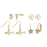 Goldtone 4 Pairs of Assorted Sea Life Earrings