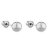 14k White Gold Screw Back Ball Earring Studs - All Sizes Available