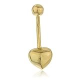Real 10k Yellow Gold Simple Heart Belly Button Ring