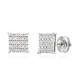 10k White Gold 0.15 Cttw Diamond Square Screw Back Stud Earrings