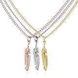 Tri Tone Necklaces with Feather Pendant