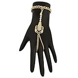 Goldtone Iced Out Mini Scorpion Adjustable Finger Ring and Slave Hand Chain Bracelet One Size Fits All