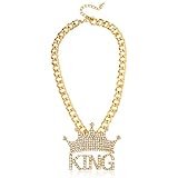 Goldtone 'Crowned King' Pendant with a 18-20 Inch Adjustable Cuban Chain Necklace