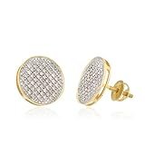 Real 10k Gold 13.72mm 0.53 Cttw Diamond Round Screw Back Stud Earrings