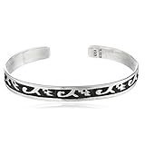 Real 925 Sterling Silver Aztec Designs Adjustable Solid Cuff Bangle Bracelet