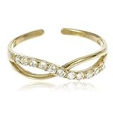 Real 10k Yellow Gold Infinity Toe Ring with Cubic Zirconia Stones
