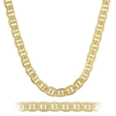 Gold Brass 8mm Frosted Concave Mariner Necklace