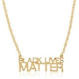Goldtone Black Lives Matter Pendant with Rolo Chain Necklace