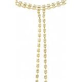 Ladies Iced Out Choker Necklace with Long Dangling Iced Out Strands (Goldtone or Silvertone)