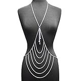 Silvertone Layered Center with Tassel Drop Body Chain