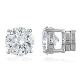 New & Improved! Silvertone with Clear Cz Round Magnetic Stud Earrings - 4mm to 12mm Available