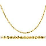 14k Yellow Gold 3mm D-cut Rope Chain Necklace - 20