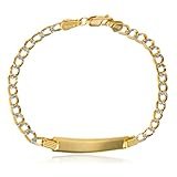 Childrens Real 10k Gold 6 Inch Id Pave Cuban Chain Bracelet