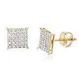 10k Yellow Gold .15 Cttw Diamond Square Screw Back Stud Earrings