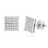 10k White Gold 1/4 Cttw Diamond Square Screw Back Stud Earrings