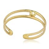 14k Gold Two Wire Simple CZ Stone Toe Ring - Available in Yellow Gold and White Gold