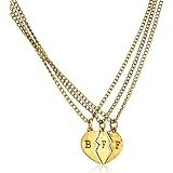 Antique Goldtone Three Best Friend Forever Broken Heart Pieces Pendant with a 18 Inch Adjustable Necklaces