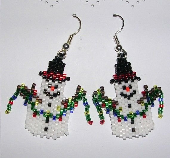 christmas beaded earring patterns free Snowman earrings christmas