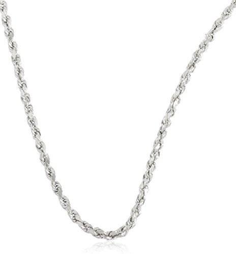 10k White Gold 3mm D-cut Rope Chain Necklace - 18" - 30" Available