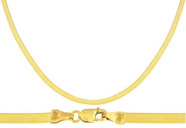 10k Yellow Gold 3mm Herringbone Chain Necklace - Available In 16, 18, 20, 22, And 24