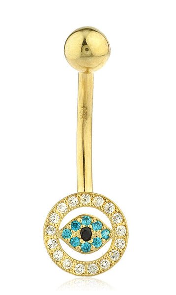 Belly Button Ring with Cz Evil Eye