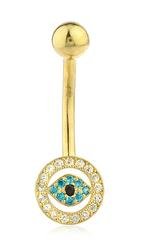 Belly Button Ring with Cz Evil Eye