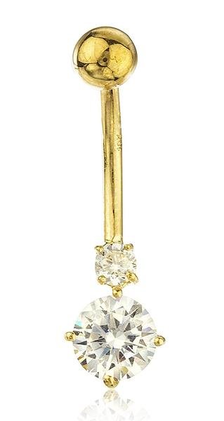 Cubic Zirconia Simple Belly Button Ring