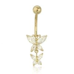 Cz Butterfies Belly Button Ring