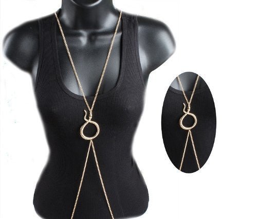 2 Pieces Of Goldtone Snake Charmed Body Chain