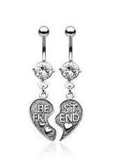 Cubic Zirconia Best Friends Belly Rings