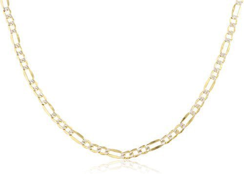 10k Yellow Gold 2.4mm Pave Figaro Chain - 16" to 24" Available