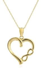 10k Yellow Gold Heart with Infinity Pendant with an 18 Inch Singapore Necklace
