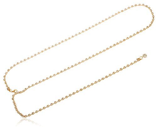 Goldtone Adjustable Length Box Links with Clear Stones Belt Chain