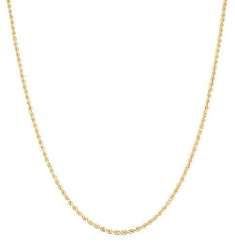 10k Yellow Gold 1.5mm Solid D-cut Rope Chain Necklace - 18" 20" & 24" Available