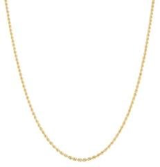 10k Yellow Gold 1.5mm Solid D-cut Rope Chain Necklace - 18" 20" & 24" Available