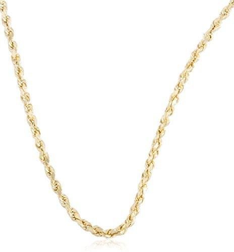 14K Yellow Gold 2mm Solid D-cut Rope Chain Necklace - 18" - 30" Available