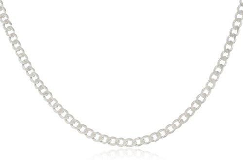 3mm Solid 925 Sterling Silver Cuban Link Curb Chain Necklace, Made in Italy