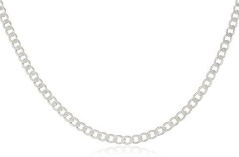 3mm Solid 925 Sterling Silver Cuban Link Curb Chain Necklace, Made in Italy
