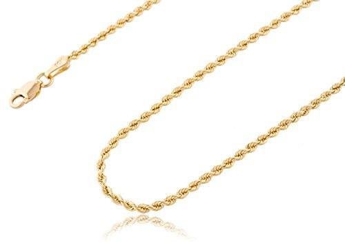 10k Yellow Gold 2.5mm Solid D-cut Rope Chain Necklace - 18" 20" & 24" Available